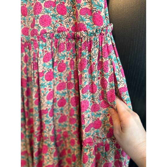 Natural Life Anna Tiered Pink Puff Floral Sleeveless Mini Dress XS Pockets Boho - Picture 4 of 7